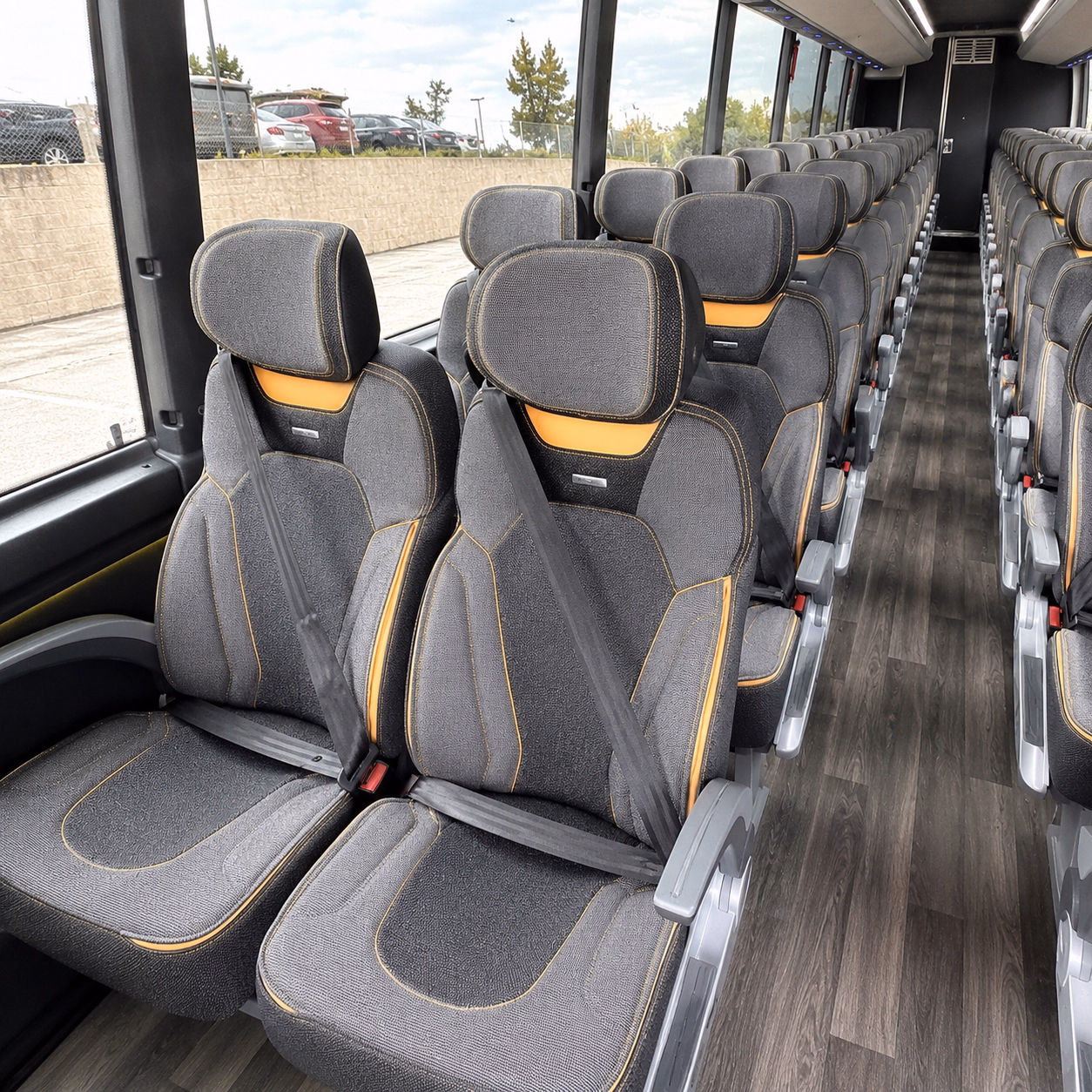 rogers charter bus rental interior